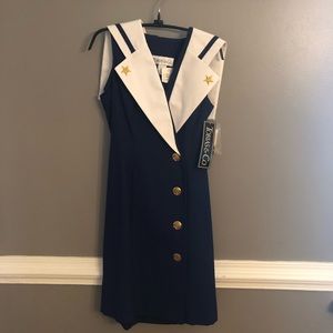 Vintage nautical sailor dress Tobias & Co. 80s 40s sailor style Barbie